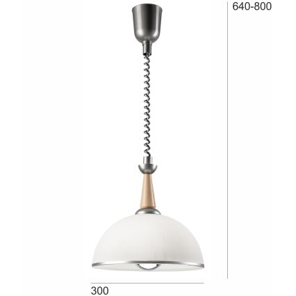 Pull-down chandelier CHIARA 1xE27/60W/230V silver/beige/beech