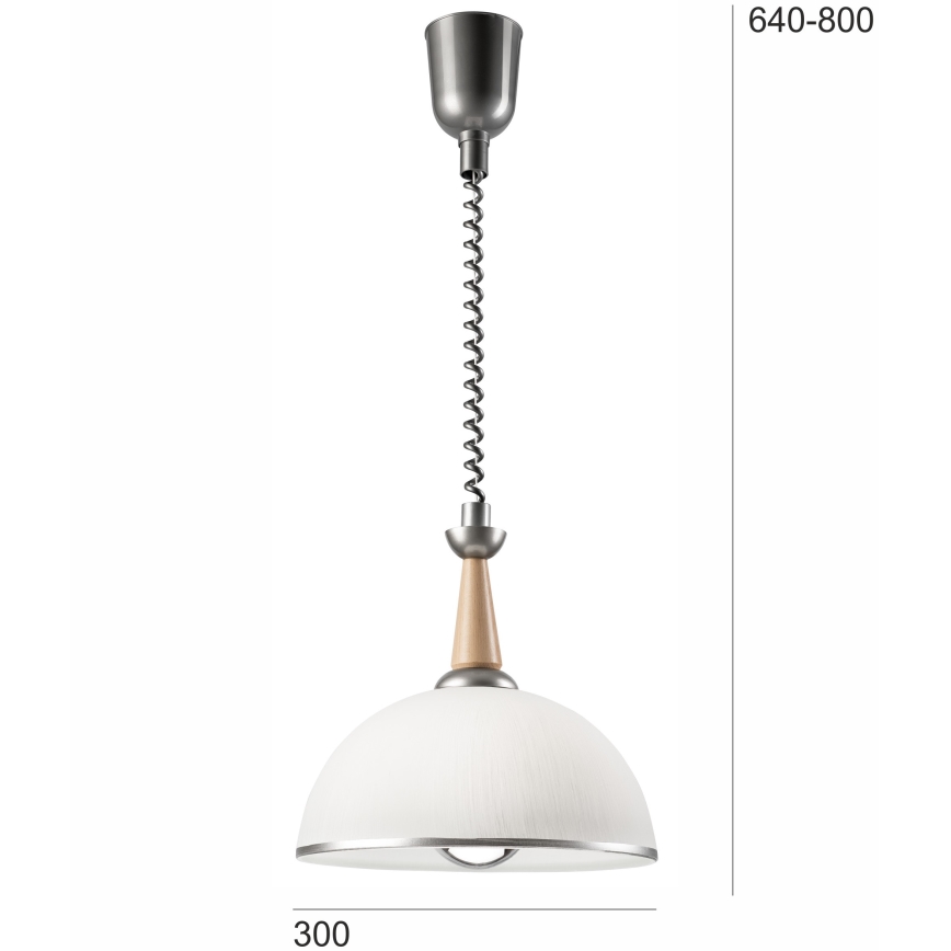Pull-down chandelier CHIARA 1xE27/60W/230V silver/beige/beech