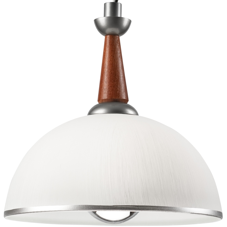Pull-down chandelier CHIARA 1xE27/60W/230V silver/brown/beech