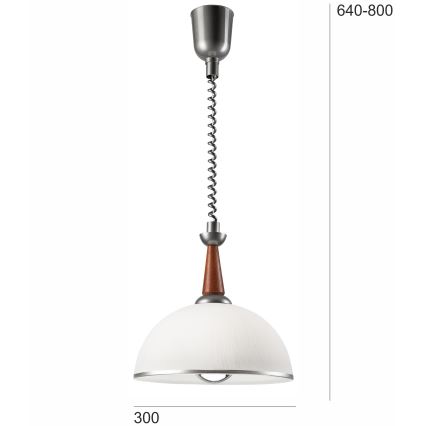 Pull-down chandelier CHIARA 1xE27/60W/230V silver/brown/beech