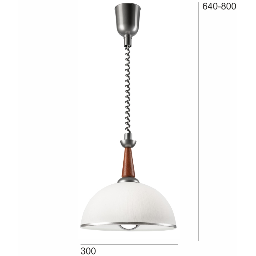 Pull-down chandelier CHIARA 1xE27/60W/230V silver/brown/beech