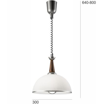 Pull-down chandelier CHIARA 1xE27/60W/230V silver/dark brown/beech