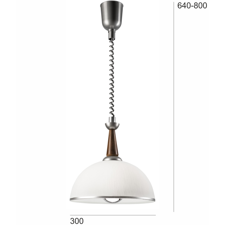 Pull-down chandelier CHIARA 1xE27/60W/230V silver/dark brown/beech
