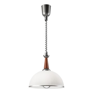 Pull-down chandelier CHIARA 1xE27/60W/230V silver/brown/beech