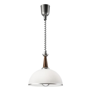 Pull-down chandelier CHIARA 1xE27/60W/230V silver/dark brown/beech