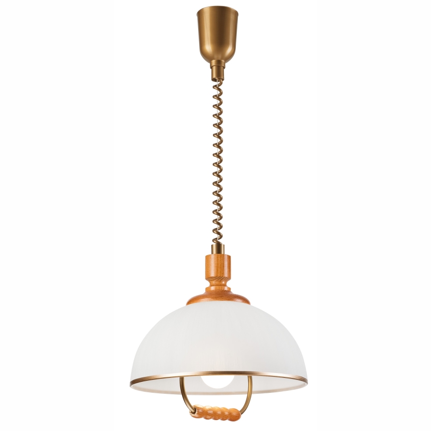Pull-down chandelier RAMONA 1xE27/60W/230V beige/brown/pine