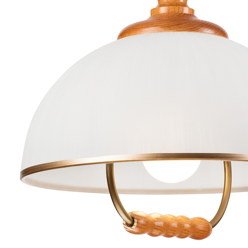 Pull-down chandelier RAMONA 1xE27/60W/230V beige/brown/pine