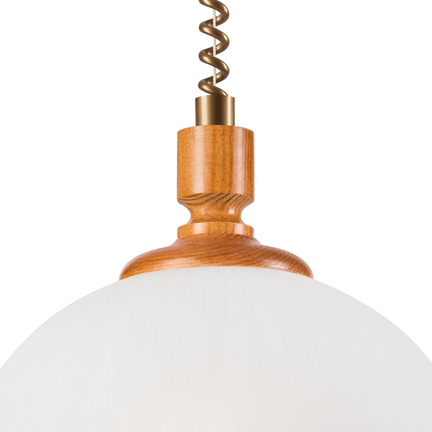 Pull-down chandelier RAMONA 1xE27/60W/230V beige/brown/pine