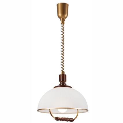 Pull-down chandelier RAMONA 1xE27/60W/230V beige/dark brown/pine