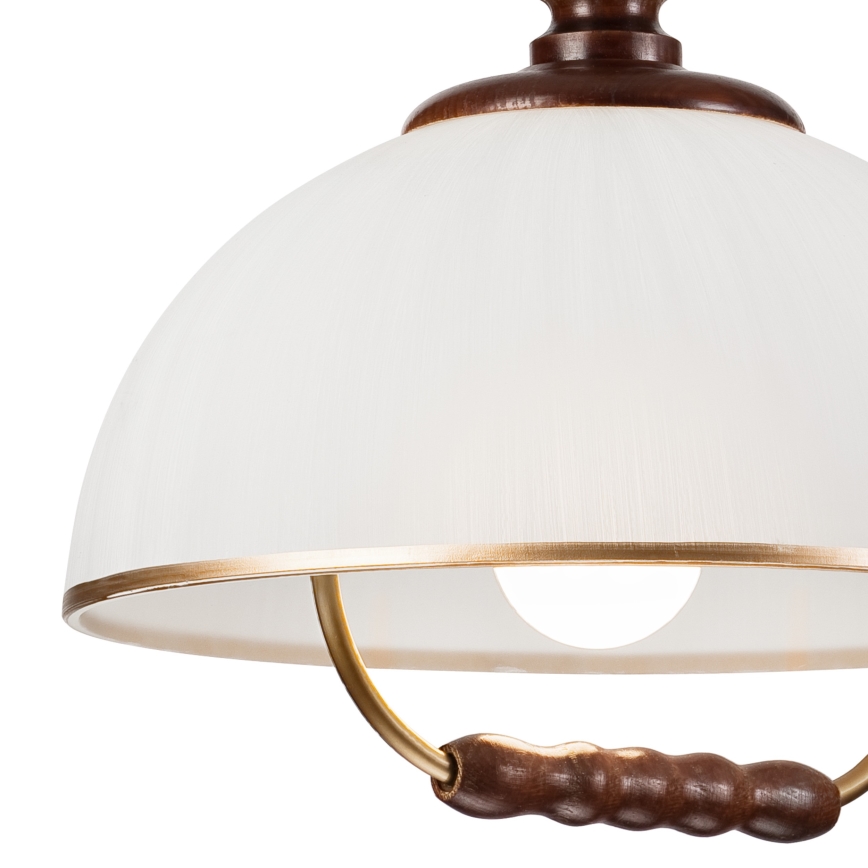 Pull-down chandelier RAMONA 1xE27/60W/230V beige/dark brown/pine