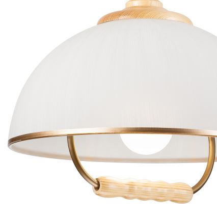 Pull-down chandelier RAMONA 1xE27/60W/230V beige/light brown/pine
