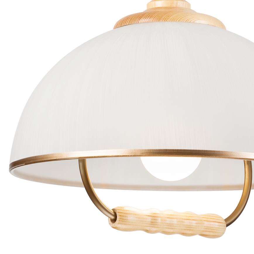 Pull-down chandelier RAMONA 1xE27/60W/230V beige/light brown/pine
