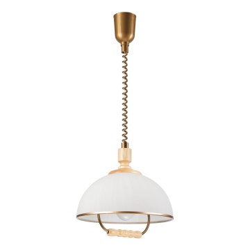 Pull-down chandelier RAMONA 1xE27/60W/230V beige/light brown/pine