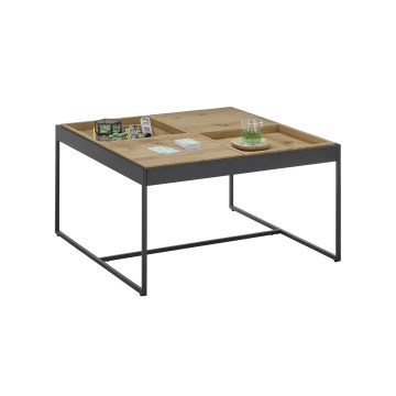 PULSE Coffee Table 83x83 cm, Oak/Black