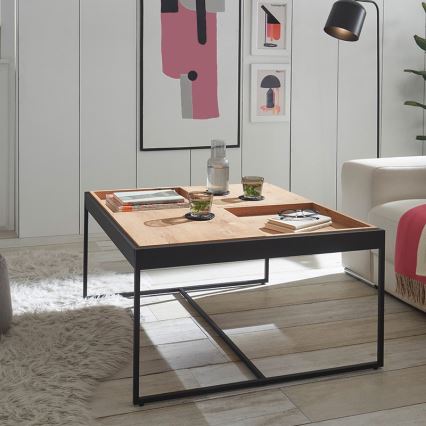 PULSE Coffee Table 83x83 cm, Oak/Black