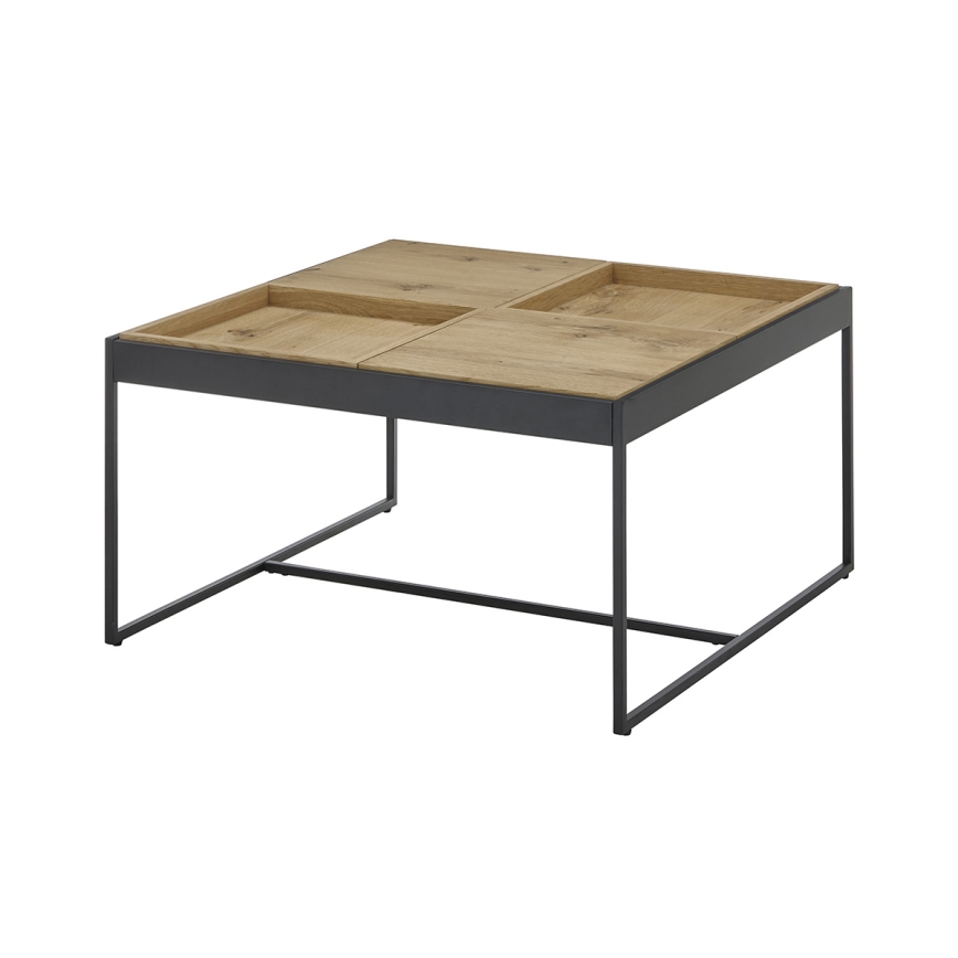 PULSE Coffee Table 83x83 cm, Oak/Black