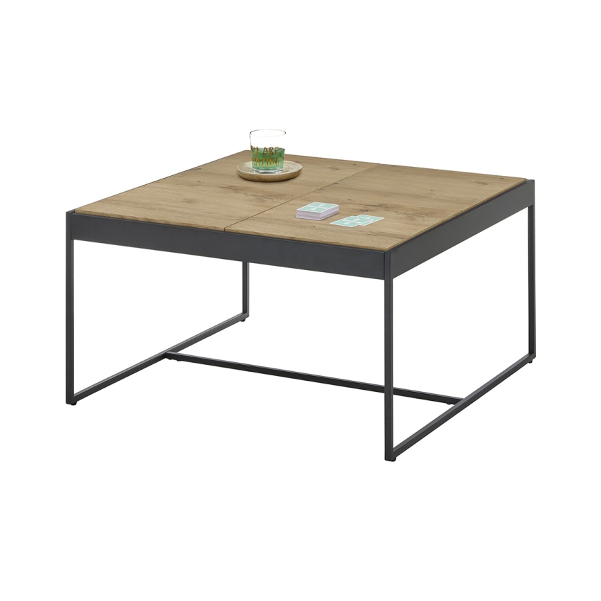 PULSE Coffee Table 83x83 cm, Oak/Black