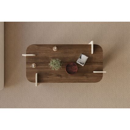PURO 120x60 cm travertine/walnut coffee table