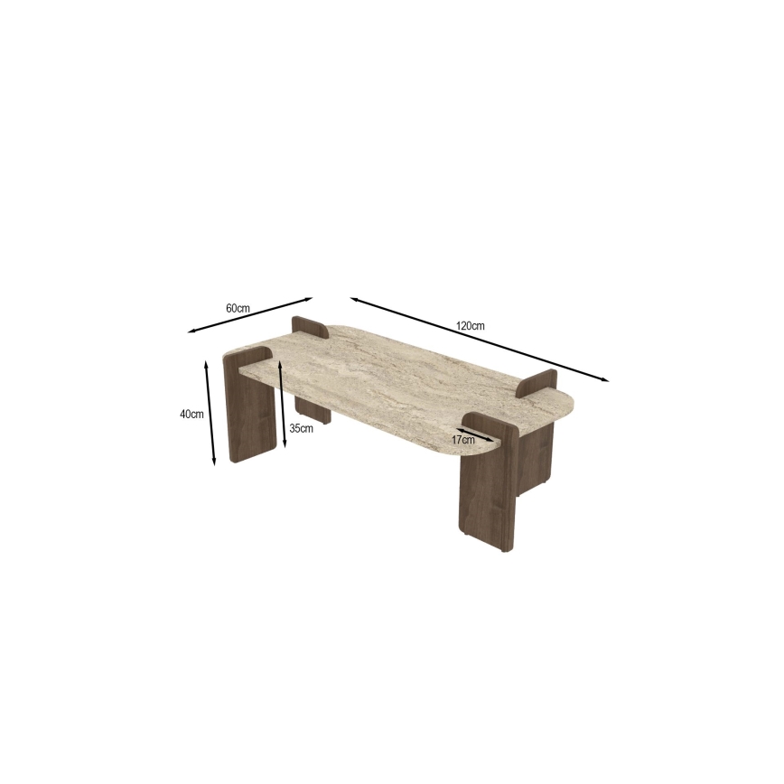PURO Coffee Table 120x60 cm, Walnut/Beige