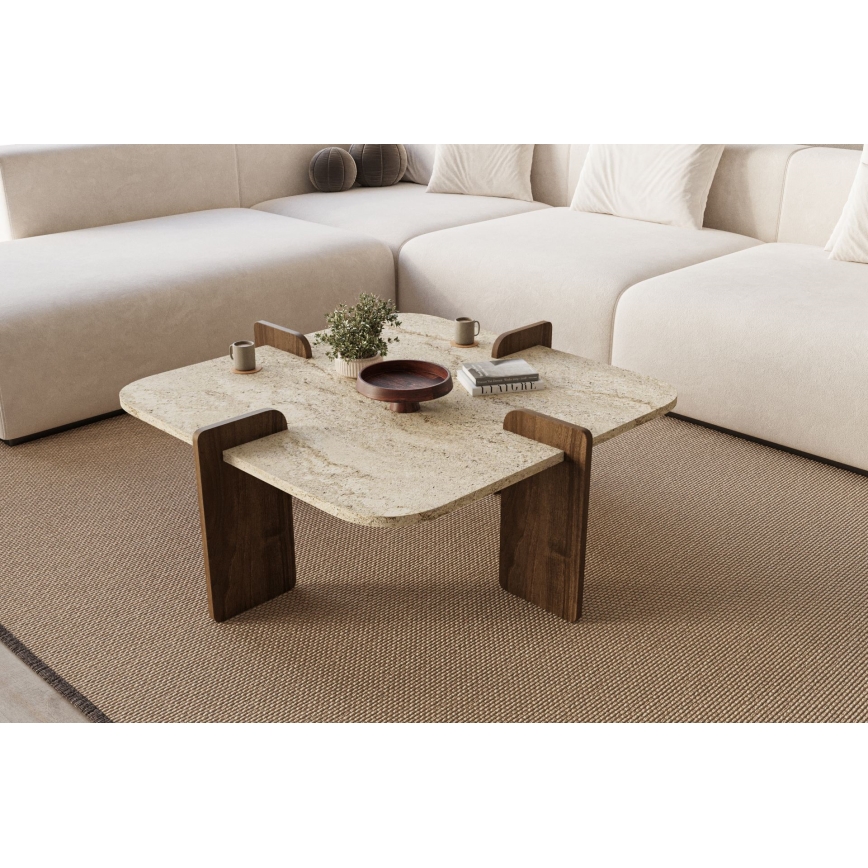 PURO Coffee Table 90x90 cm Beige/Walnut