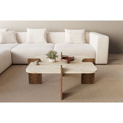 PURO Coffee Table 90x90 cm Beige/Walnut
