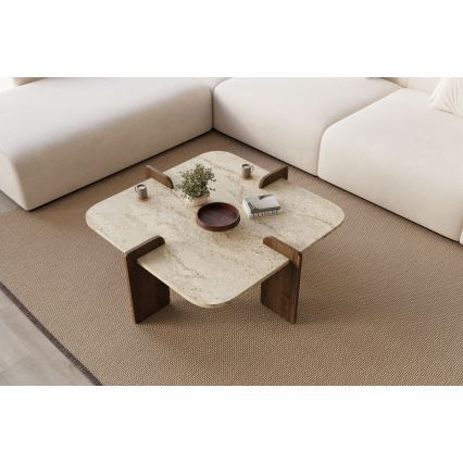 PURO Coffee Table 90x90 cm Beige/Walnut