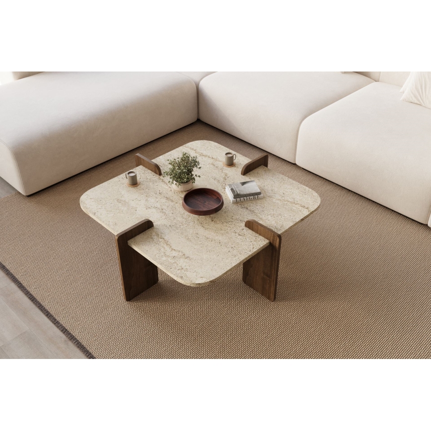 PURO Coffee Table 90x90 cm Beige/Walnut
