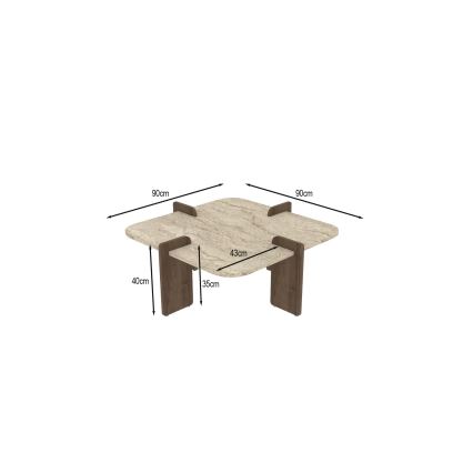 PURO Coffee Table 90x90 cm Beige/Walnut