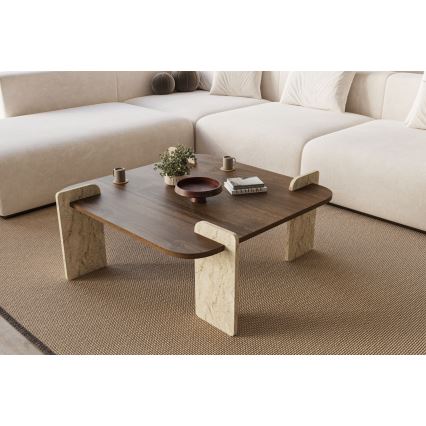 PURO Coffee Table 90x90 cm Walnut/Beige