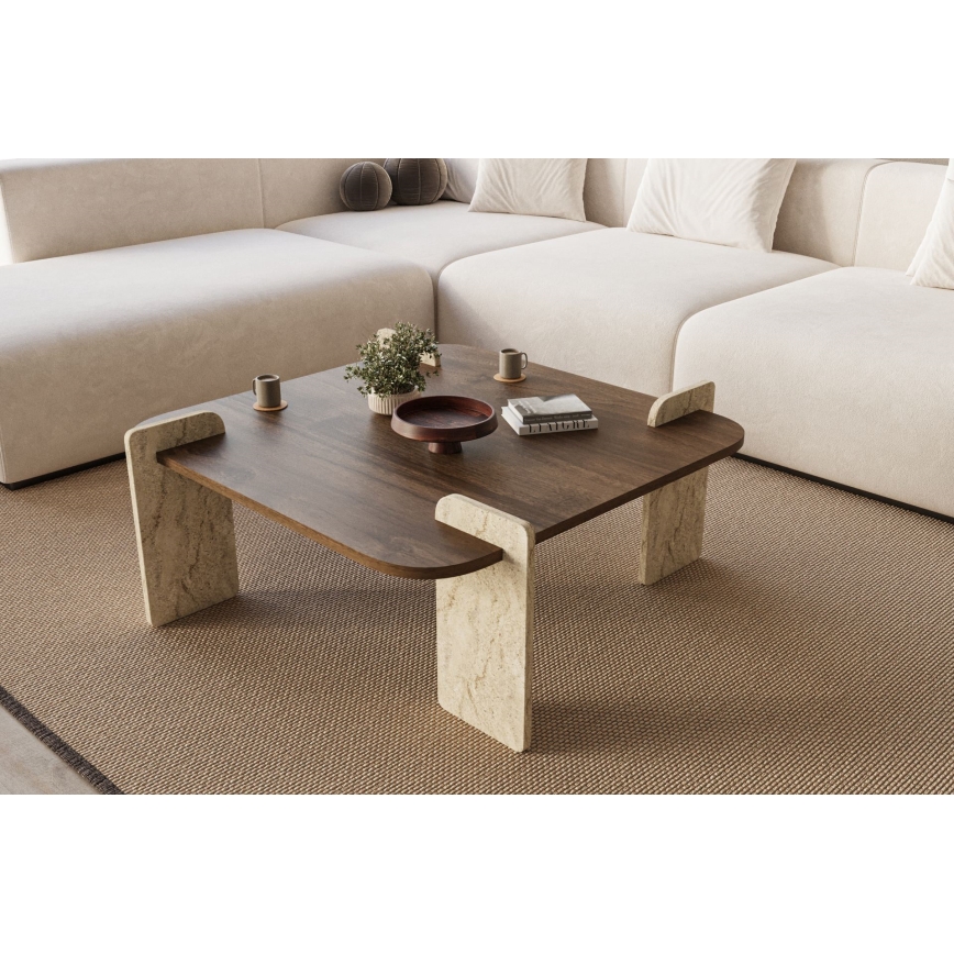 PURO Coffee Table 90x90 cm Walnut/Beige