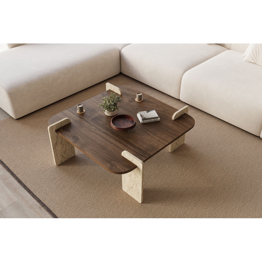 PURO Coffee Table 90x90 cm Walnut/Beige