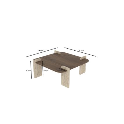 PURO Coffee Table 90x90 cm Walnut/Beige