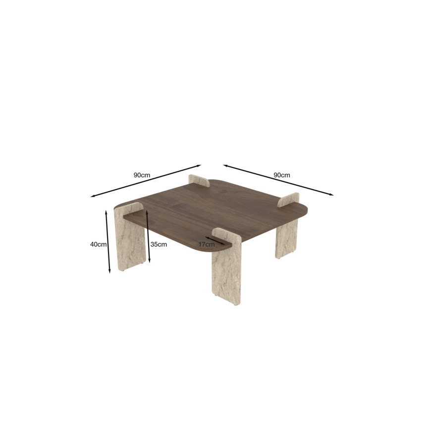 PURO Coffee Table 90x90 cm Walnut/Beige