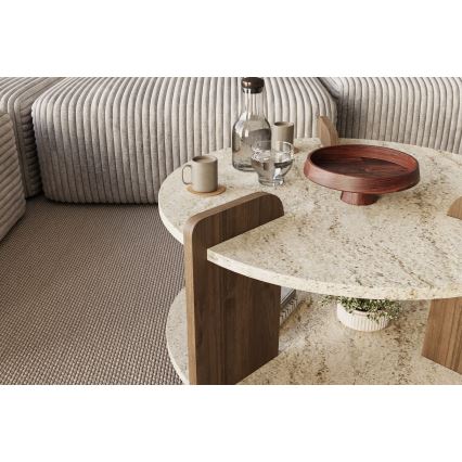 PURO Coffee Table, Ø 70 cm, Beige/Walnut