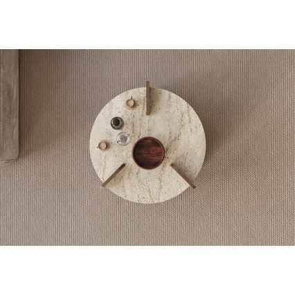 PURO Coffee Table, Ø 70 cm, Beige/Walnut