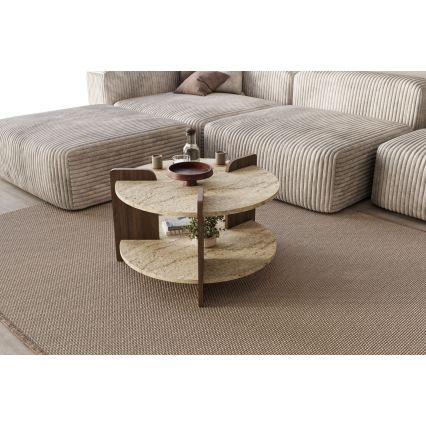 PURO Coffee Table, Ø 70 cm, Beige/Walnut