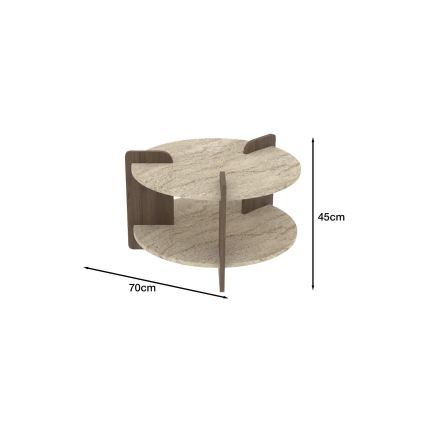 PURO Coffee Table, Ø 70 cm, Beige/Walnut