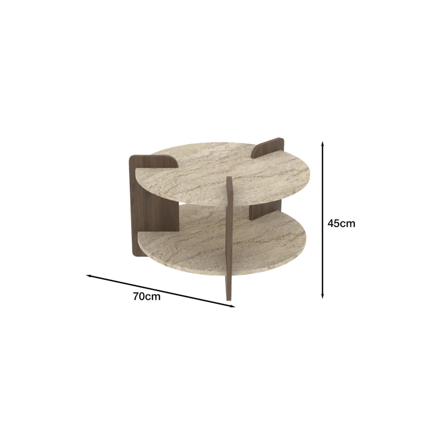 PURO Coffee Table, Ø 70 cm, Beige/Walnut