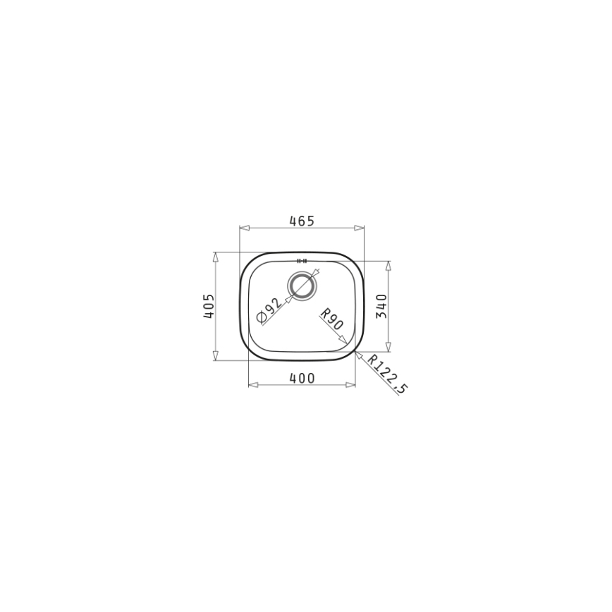 Pyramis 100080101 - Kitchen sink KIBA SQUARE 46,5x40,5 cm