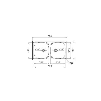 Pyramis 100125101 - Kitchen sink E78 78x43,5 cm satin