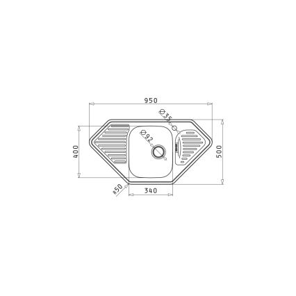 Pyramis 108760801 - MEDUSA CORNER Kitchen Sink 95x50 cm
