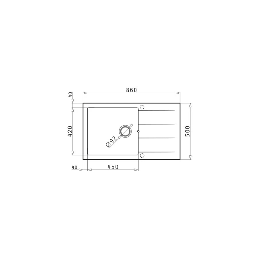Pyramis 70070611 - Kitchen sink ATHLOS 86x50 cm granite/white