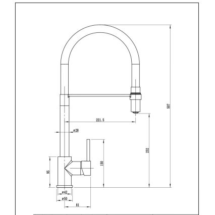 Pyramis 90939901 - Sink tap with flexible arm SERINA black matte