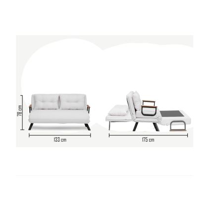 QIRA Two-Seater Sofa Bed — White