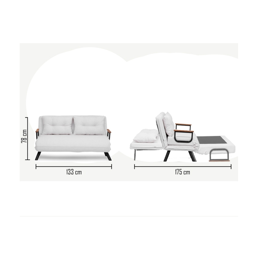 QIRA Two-Seater Sofa Bed — White