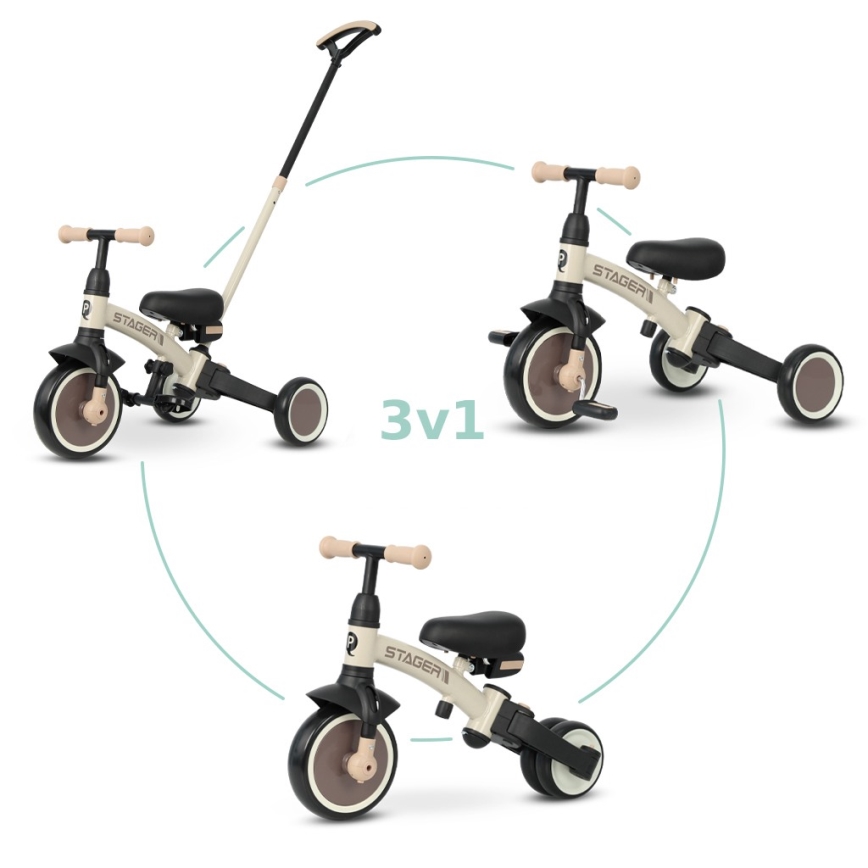 QPlay - 3-in-1 STAGER Children's Tricycle, Beige