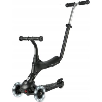 QPlay - 5-in-1 Kids' Scooter with LED Wheels SEMA PRO, Black