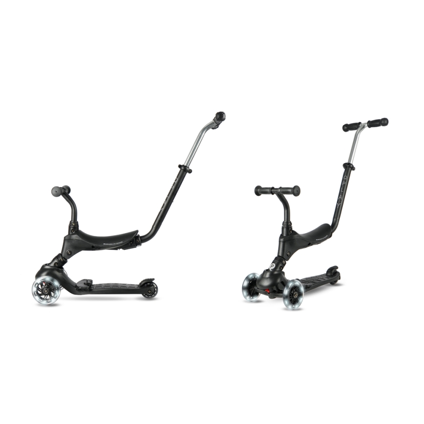 QPlay - 5-in-1 Kids' Scooter with LED Wheels SEMA PRO, Black