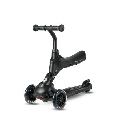 QPlay - 5-in-1 Kids' Scooter with LED Wheels SEMA PRO, Black