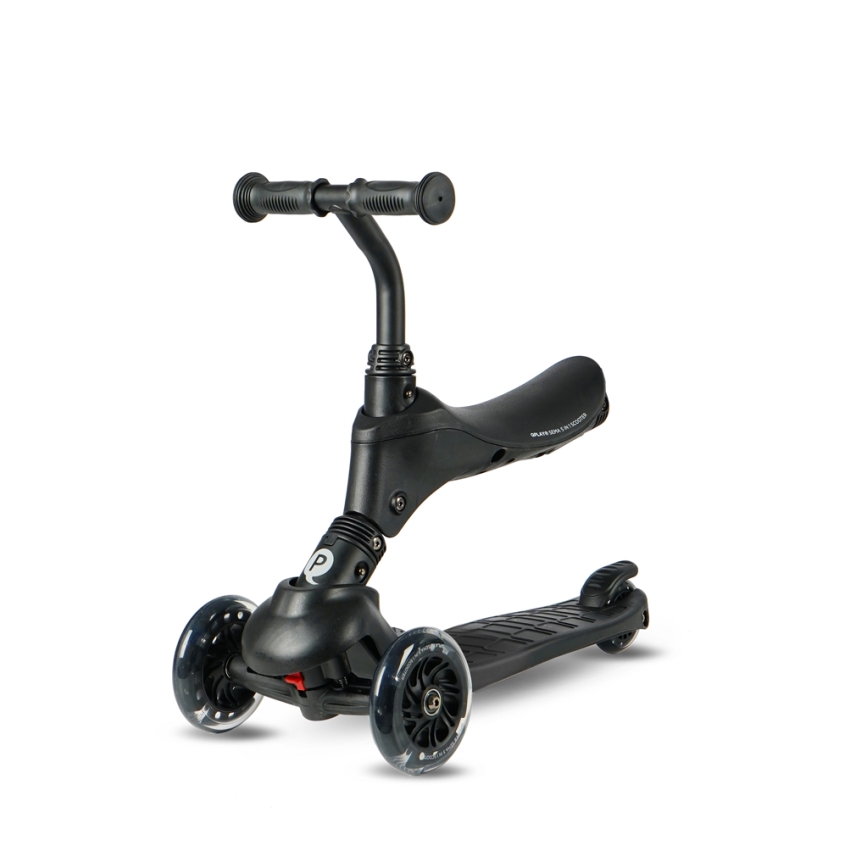 QPlay - 5-in-1 Kids' Scooter with LED Wheels SEMA PRO, Black